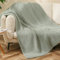 WESHIONGOO Chunky Cable Knit Throw Blanket Lightweight Sage Green Knitted Throw Blanket for Couch Bed Sofa Chair Warm Fluffy Cozy Machine Washable (50×60“)