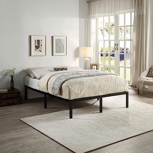 SlumberWorx HERTFORD LOW PLATFORM BLACK METAL BED FRAME - SINGLE/SMALL DOUBLE/DOUBLE/KING SIZE WITH MATTRESS OPTIONS (No Mattress, King (U.K. Standard))