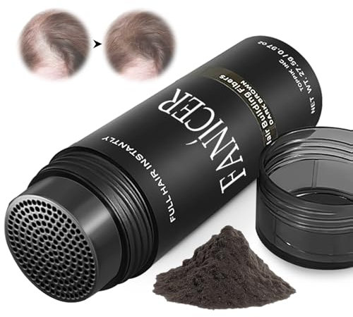 Fibre capelli,Hair Fiber per capelli più spessi e pieni in pochi secondi, per l'infoltimento dei capelli,Nasconde la caduta dei capelli nelle,27.5g,Castano scuro.