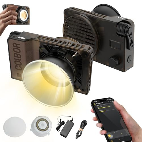 COLBOR W100 Luce video LED tascabile 100W Luce di riempimento per fotografia 2700K-6500K Dimmerabile Controllo APP per Vlog Registrazione video in streaming live