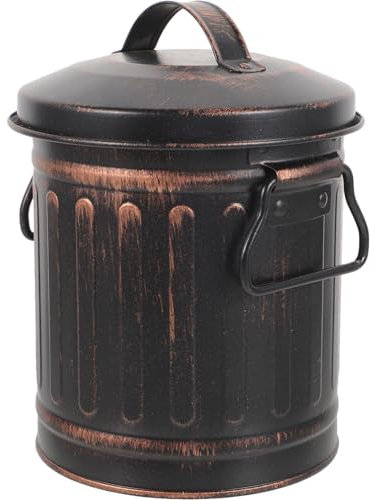 Happyyami Ash Bucket Lid Handle Bin for BBQ Fireplace Fire Pits High-Temperature Resistant Design for Use Vintage Multifunctional Storage