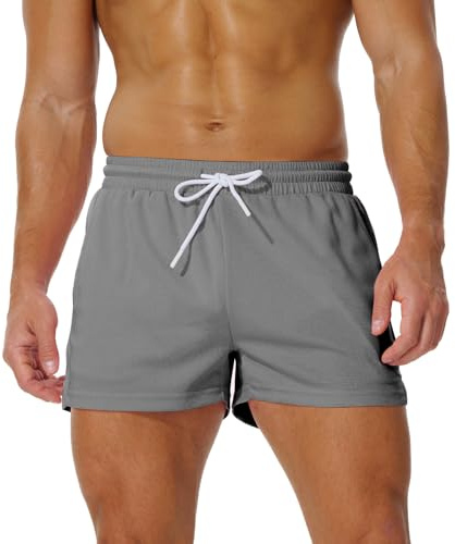 AIMPACT Mens Short Shorts 3 Inch Mesh for Gym with Pockets Darkgray-M