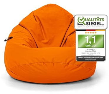 Nadimaideal Sitzsack Tropfenform Kastanie | Bodenkissen für Kinder & Erwachsene | Indoor & Outdoor | Gaming Sitzsack - Sitzkissen - Beanbag | Füllung EPS Perlen (Orange, XL-Durchmesser 77 cm)