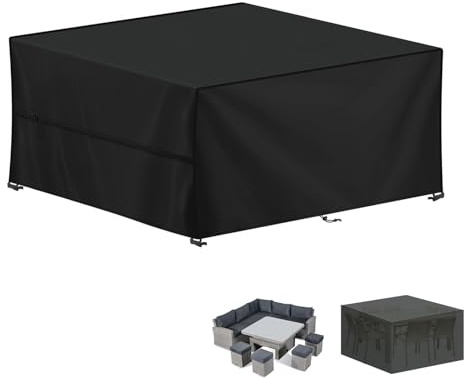 LAMUNI Copertura per Mobili da Giardino Impermeabili Copertura Tavolo da Giardino Rettangolare Telo Copritavolo da Giardino Tessuto Oxford 420D Copertura per Divano da Esterno, Anti-UV, 150x130x75cm