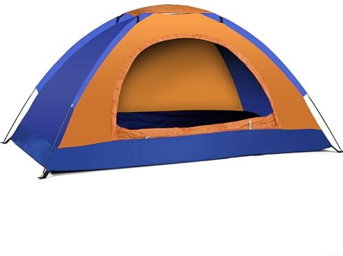 Gdfnmogo Leichtes Campingzelt, Fiberglas-Stangen, Outdoor-Zelt, einfacher und schneller Aufbau des Campingzelts, Komfort und Belüftung (1 Person, Orange)