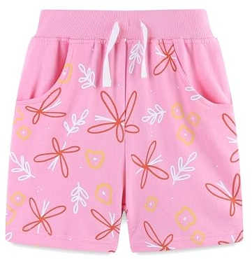 TCWWBB Boys Girls Summer Cotton Shorts with Pocket Kids Dinosaur Digger Unicorn Print Toddler Pull-On Casual Active Jogger Sport Pants Age 1-7 Years Old