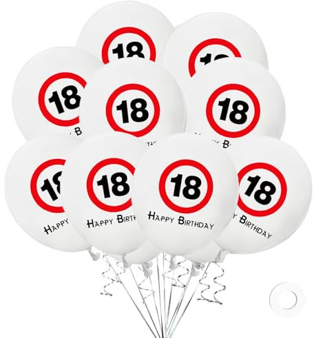 DazzJoy 18 Geburtstag Deko, 20 Stk 18. Geburtstag Luftballons, 18 Happy Birthday Ballon, Deko 18. Geburtstags Junge Mädchen, Verkehrsschild Luftballons Geburtstage für 18 Geburtstagsdeko Party Zubehör