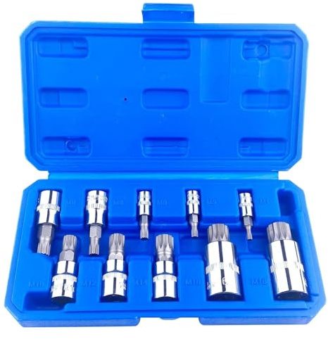 Absyrony Set di Chiavi a Bussola, Chiave a Bussole, Kit di Strumenti a Cricchetto, 10 Pezzi 1/2'', 1/4'', 3/8'', M4,M5,M6,M8,M9,M10,M12,M14,M16,M18, per Le Automobili L'Attrezzatura Della Famigli