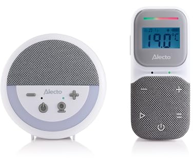 Alecto DBX150 - Lussuoso Full Eco DECT Audio Babyphone con proiettore, display, luce notturna e ninne - Bianco/Grigio
