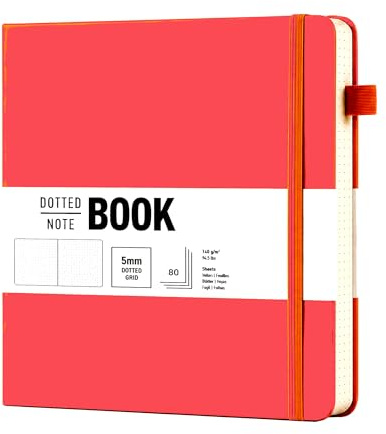 MS MY STATIONERY Bullet Dotted Journal Dot Grid Notebooks 140gsm Acid-Free Thick Paper 160 Pages Hard Cover Lay Flat Binding - 20 X 20 CM Journal (Plum Blossom)