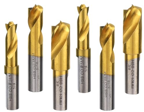 6 Pezzi Punta per Saldatura, 6,5mm 8mm 10mm Cutter per Saldatura Spot in Acciaio ad Alta Velocità Rivestito Titanio Strumenti Rimozione Spotweld