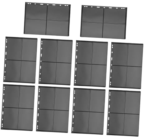 Alipis 10 pièces Pages Album pour Collection de Timbres Inserts Recto Verso PVC Noir Feuilles pour Classeur de Timbres Rangement Sécurisé Cartes et Billets