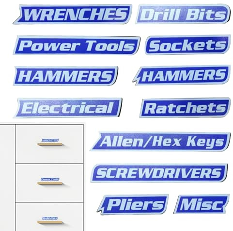 Système d'organisation de boîte à outils - Étiquettes d'organisateur d'atelier | d'outils de chariot - magnétiques portables et réutilisables, adaptées aux machinistes, aux amate
