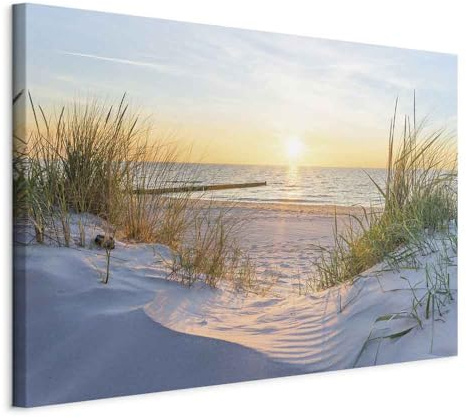 murando - Quadro Fonoassorbente Moderno Spiaggia al Tramonto Mare 120x80 cm - Pannelli Fonoassorbenti Decorativi per Soggiorno - Quadri Acustici Grandi - Canvas - Decorazione da Parete c-B-10241-b-a