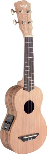 Stagg 25020337 USX-SE SLD Cedar-Zebra Electro Akustik Soprano Ukulele