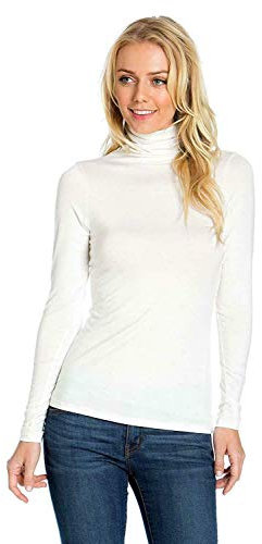 Candid Styles Womens Ladies Polo Roll Neck Long Sleeve Turtle Neck Plain Jumper Top 8 26, M/L 12-14, Cream…