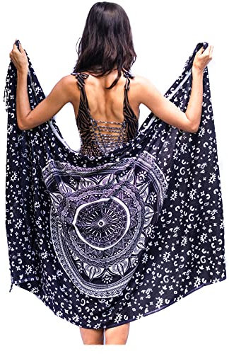 Schwarzer Strandtuch Xxl Mit Fringe Hochwertiger Rayon Groß Strand Pareo Sarong Damen Wickeltuch Wickelrock Strandrock Tapisserie Wickeltuch Bikini Cover Up Tragen Über Badeanzügen