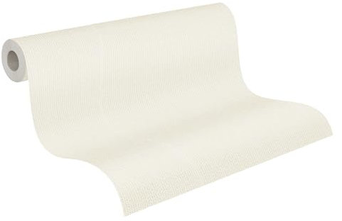 A.S. Création Vliestapete 10,05 m x 0,53 m - einfarbige Strukturtapete Creme, Beige - Uni Tapete mit Textiloptik Made in Germany - 373651