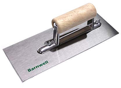 Barnwell Adhesive Trowel - 1.5mm V Notched Blade with Wooden Handle Spreader