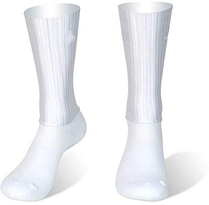 BLOMDE Chaussettes Classiques Homme Chaussettes De Course De Cyclisme En Silicone Antidérapantes Été Aero White Line-Blanc_S 35-39