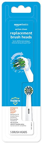 Amazon Basics Electric Toothbrush Replacement Heads, Compatible with Most Oral-B Brushes, White, 3 Count