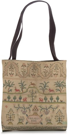 Traditional Needlework Cross Stitch Sampler Tote Bag