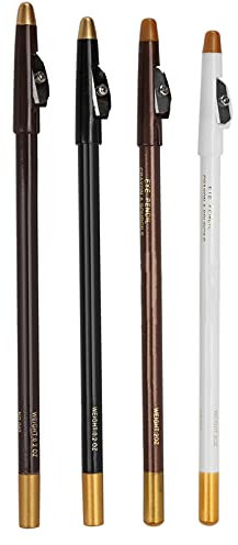 Set mit 4 Barbierstiften (Schwarz und Weiß und Dunkelbraun und Hellbraun), Konturenstifte für Bart und Haar mit Anspitzer für Formwerkzeuge, Schablonenführer