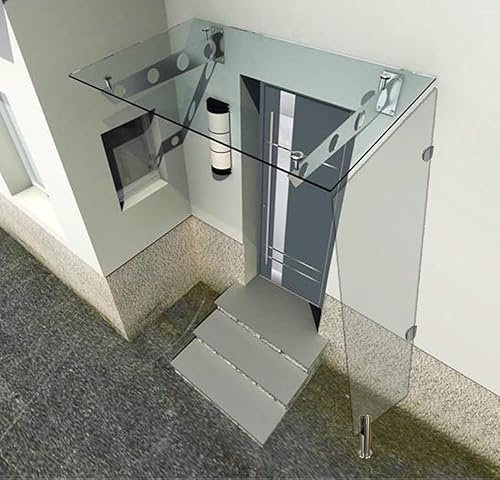 BuyLando.Shop Seitenteil, Seitenwindschutz für Vordächer 200x80cm (Klarglas, 200x80x60)