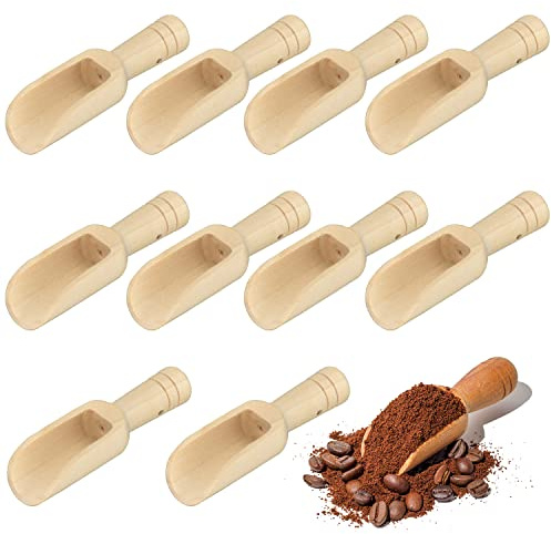 10 Stycken Träskedar, Miniträskedar, Träsalt och Kryddor, Spade Trä, Godis, Sked, Pulver, Tvättmedel, Baby, Set, Te, Spade för Badsalt