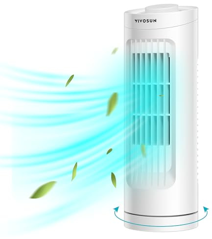 VIVOSUN 13'' Tower Fan, Bladeless Desk Fan with 3 Speeds and 70° Oscillation, Portable and Compact, Quiet Cooling Fan for Home and Office, White