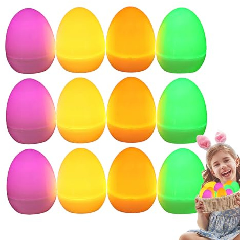 Qumiuu Huevo de Pascua Brillante, Luces LED para Huevos de Pascua | 12 Piezas de Decoraciones de Huevos de Pascua iluminadas | Huevos electrónicos Impermeables Multicolores Resistentes a caídas