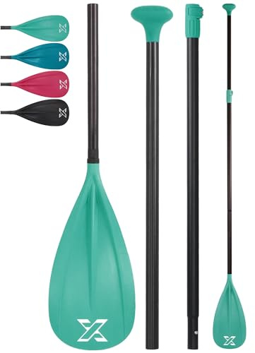 SUP Paddle – förstklassig kvalitet 3 och 4-delad justerbar aluminium SUP-paddel med glasfiberblad – perfekt för surfning, flytande och vattensporter (enkel paddelgrön)