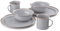 GSI Outdoors Mesa 2-Personen-Esszimmer-Set, emailliert, 6-teilig, Earl Grey mit bronzefarbenem Edelstahlrand, spülmaschinenfest
