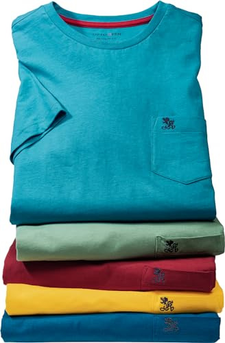 Otto Kern T-Shirt Herren im 5er Pack, T-Shirt Herren aus 100% Baumwolle, 5 Shirts mit Rundhals und Brusttasche im Spar-Set, Bunt, Gr. L