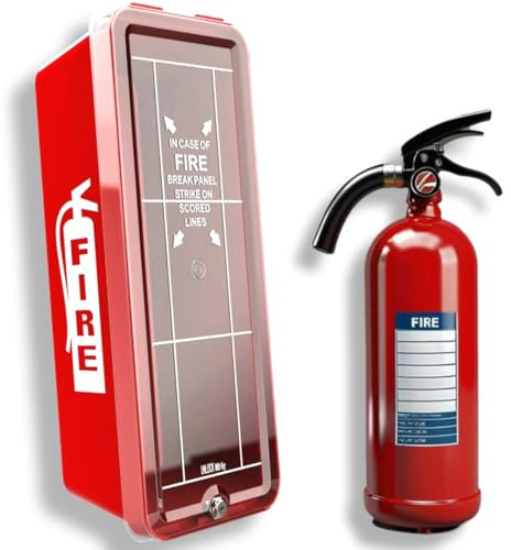 ISOP Armoire à Extincteurs en Plastique Petite 48 cm jusqu'à 2.5 kg - Boîte à Extincteur - Armoire à Extincteur Extérieur Montée - Montage d'Extincteurs - Convient pour Extincteur à poudre ABC , à eau