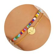 TINGN Armband Geschenke für Mädchen - Armband Mädchen Damen Gold Personalisierte Geschenke für Kinder Perlenarmband Bunt mit Buchstaben Armbänder Damen Gold Geschenk Kinder Buchstaben Armbänder Perlen