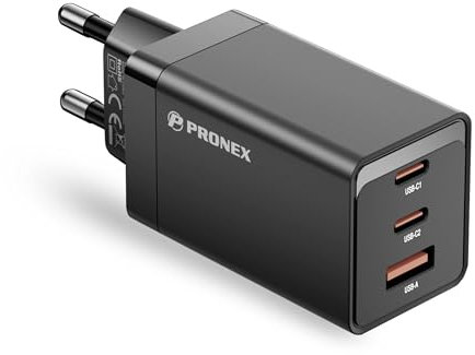 PRONEX® - 67W USB-C Ladegerät mit GaN-Technolgie & 3 Ports - Universal PD 3.0 Schnellladegerät kompatibel mit Apple, Samsung & Google - Quick Charger & Netzteil für Handy & Laptop