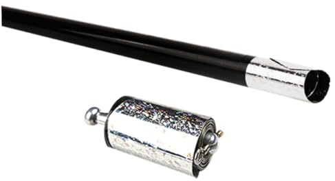 Varita telescópica de metal con aspecto de bastón de truco, elástica, extensible, para trucos de bolsillo, color negro.