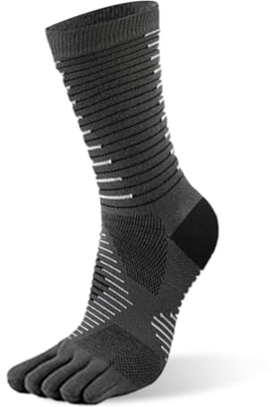 Okdance Mid-length Running Toe Socks Men Coolmax Material Quick Drying Toe Separator Socks for Trail Running Marathon Hiking (UK, Alpha, M, Regular, Regular, 1, Grey)