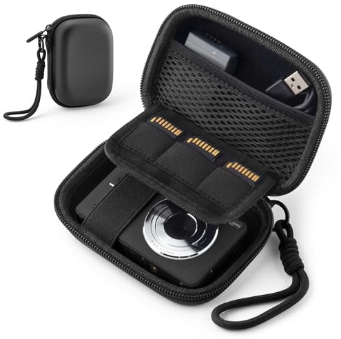 TYSORETY Camera Case for Digital Camera CAMKORY DC403 FHD 1080P/ Kodak PIXPRO FZ55/ FZ45, Small Travel Compact Camera Holder with Mesh Pocket for Accessories SD Card (Black)