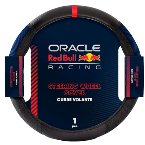 ROLMOVIL Funda Volante Red Bull Racing Black/Red – Universal 37-38 cm – Cuero Microfibra Antideslizante y Duradero – Protector de Volante Deportivo para Mejor Agarre, Estilo y Confort al Conducir