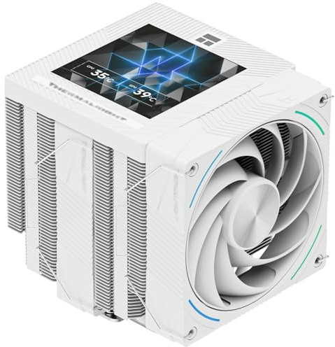 TR-Termisk Phantom Spirit 120 Vision Snow CPU-kylare, dubbelt torn med 7 värmerörer 3,95 tums IPS-skärm, två 120 mm CPU-fläktar, för AM5/AM4, Intel lga1851/1700/1150/1151/1200