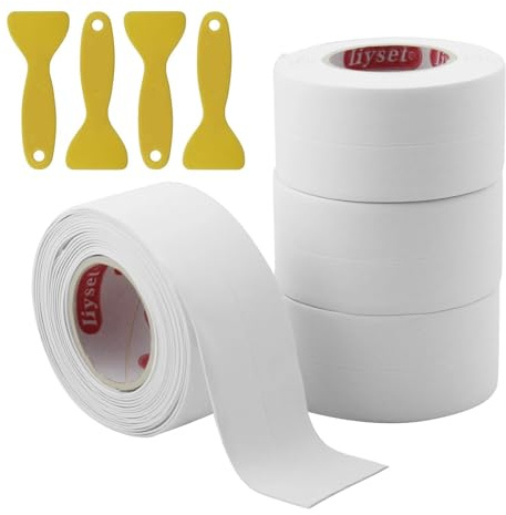 LxsNyvantic Nastro Sigillante Impermeabile,4 Rotoli Di Nastro Impermeabile Da 38 Mm X 3,2 M, Nastro In PVC Indeformabile, Adatto Per Cucina, Bagno, WC, Nastro Sigillante Per Angoli (bianco)