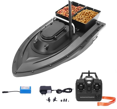 Zoobotanica Barca per mangimi, 300 m, barca per esche da pesce, barca con 2 scatole per esche, ricarica automatica, 2 kg, auto cruise, telecomando con faro di ricerca e batteria da 5200 mAh