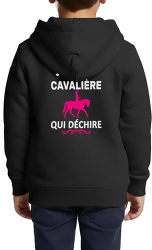 Spreadshirt Je suis Une Cavalière Qui Déchire Chevaux Équitation Veste À Capuche Enfant Premium, 158/164 (12 Ans), Noir