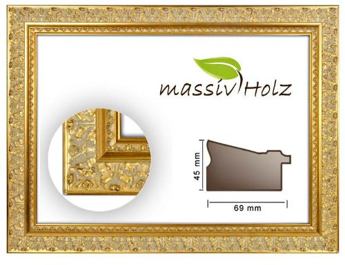 Neumann Bilderrahmen Barockrahmen 933 ORO 60 x 80 cm, Gold antik, ohne Glas und Rückwand