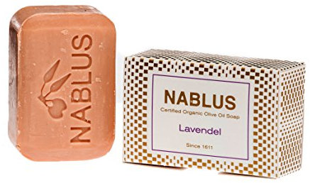 Nablus Soap Bio-Olivenölseife Lavendel, aus 80% Bio-Olivenöl, palmölfrei, vegan, für alle Hauttypen, auch als Haarseife sehr gut geeignet, 100g