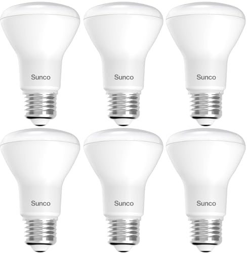 Sunco 6 Pack BR20 LED Light Bulbs, Indoor Flood Light R20, Dimmable, CRI93 3000K Warm White, 50W Equivalent to 7W, E26 Base, Recessed Can Lights for Home Living Area Ceiling Lights - UL.