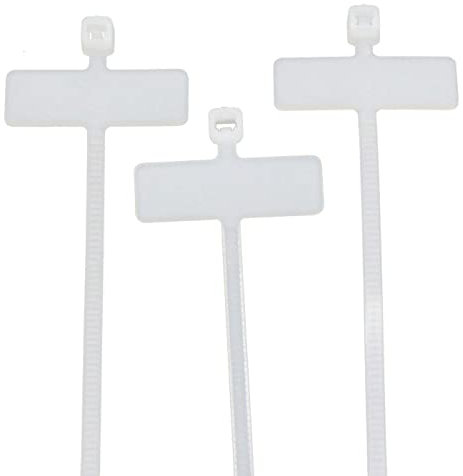 100x Attache de câble avec Balise de texte 25x8mm 100 x 2,5mm Blanc Naturel 8kg PA6.6 Polyamide Qualité industrielle