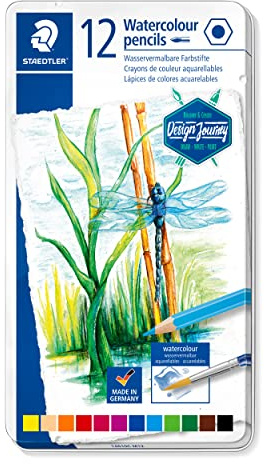 STAEDTLER 14610C M12 Design Journey. Caja metálica con 12 lápices acuarelables de colores surtidos.